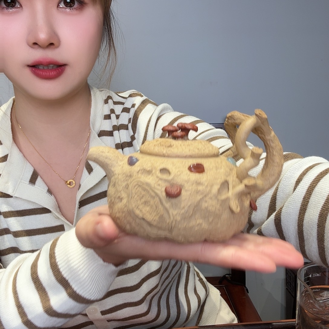 荒***ﮩ紫砂茶壶供春300cc段泥