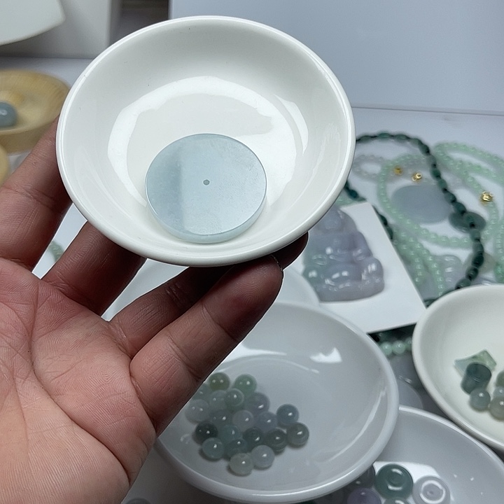 翡翠未镶嵌耳坠卡40大小的平扣