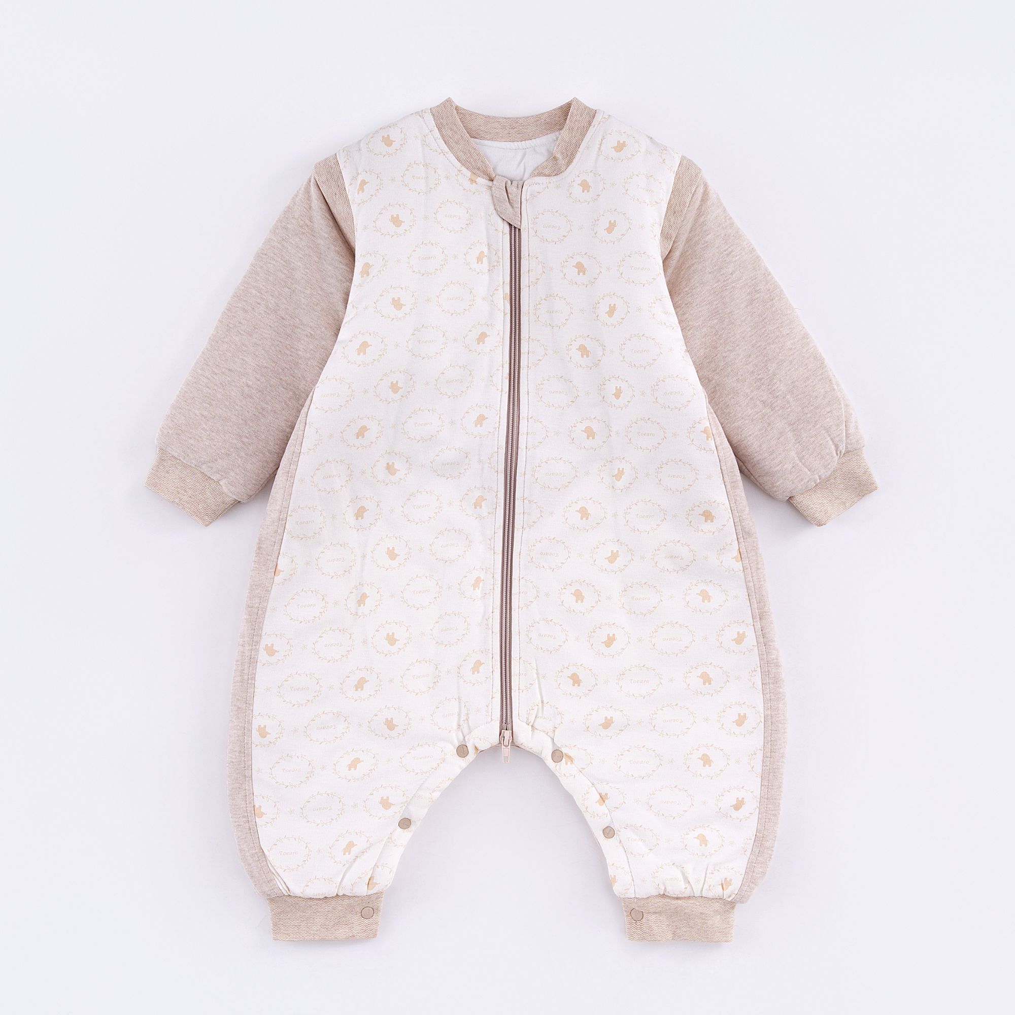 婴幼儿1-3岁宝宝秋冬款分腿睡袋双层小象防踢被连体加厚棉花衣