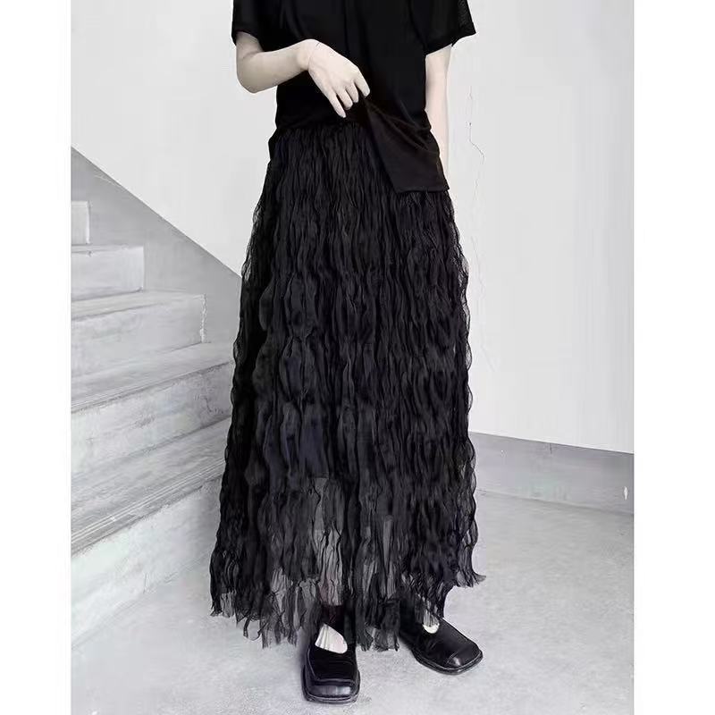 SS25801仙气水波纹蓬蓬纱裙暗黑公主裙春夏秋梦幻半身裙长裙女
