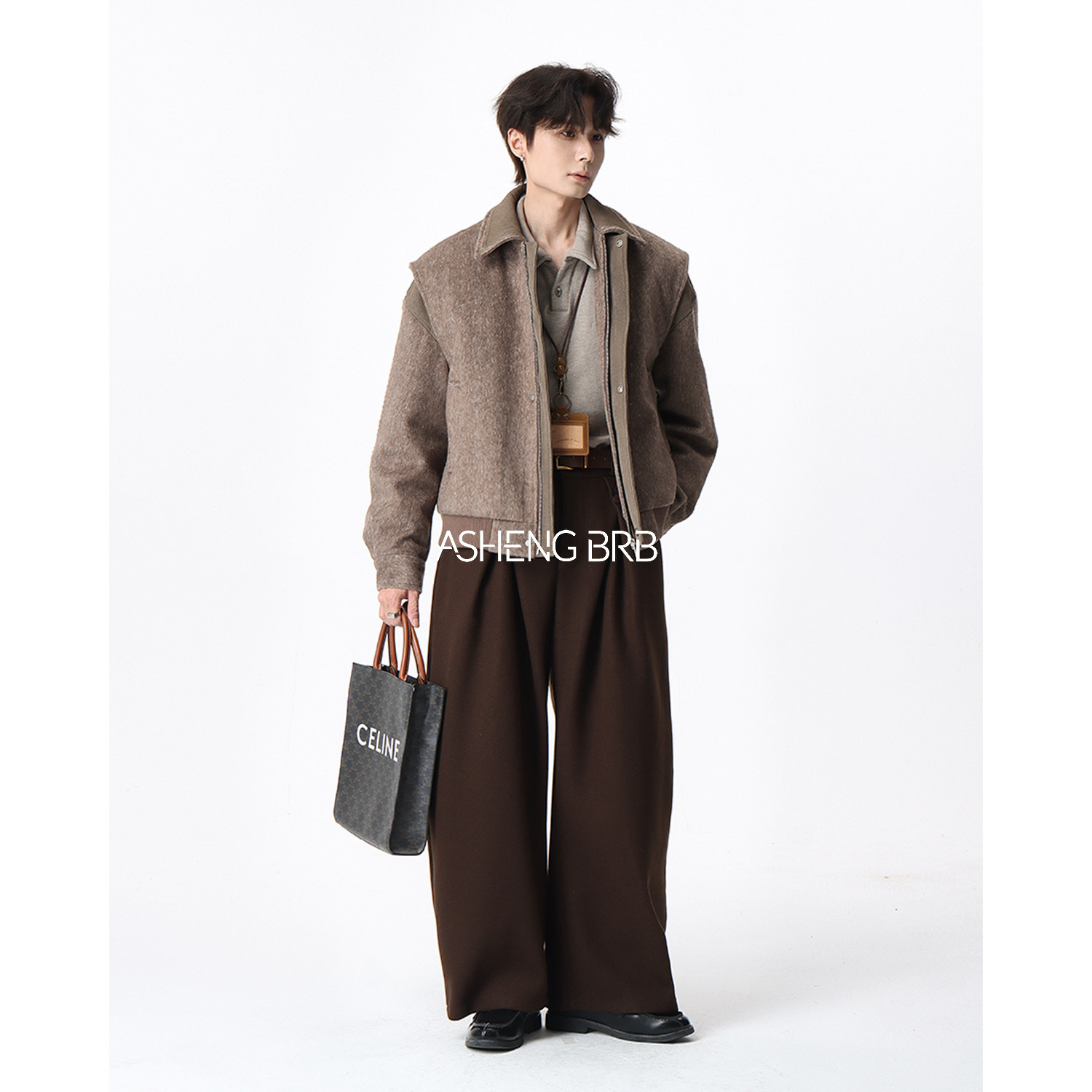 【ASHENG BRB】25A/W复古毛呢夹棉夹克宽松翻领外套加厚羊毛上衣