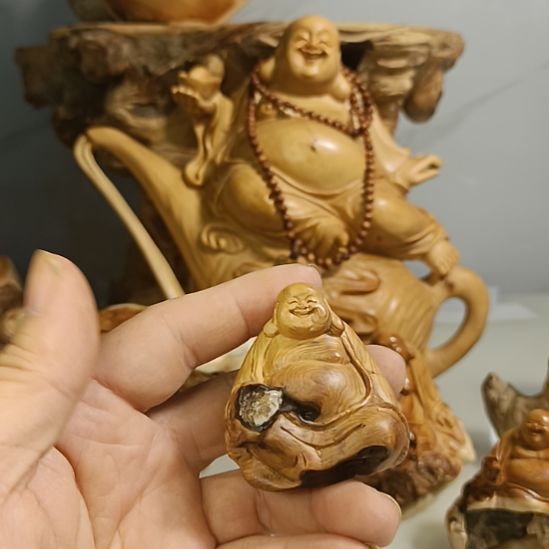 湿***兄柏木（崖柏）太行崖柏笑佛手把件