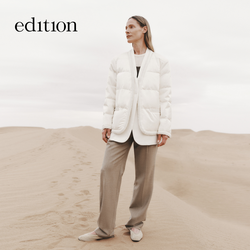 edition冬款小香风拼接假两件鹅绒服羽绒服#EBC4EINT11