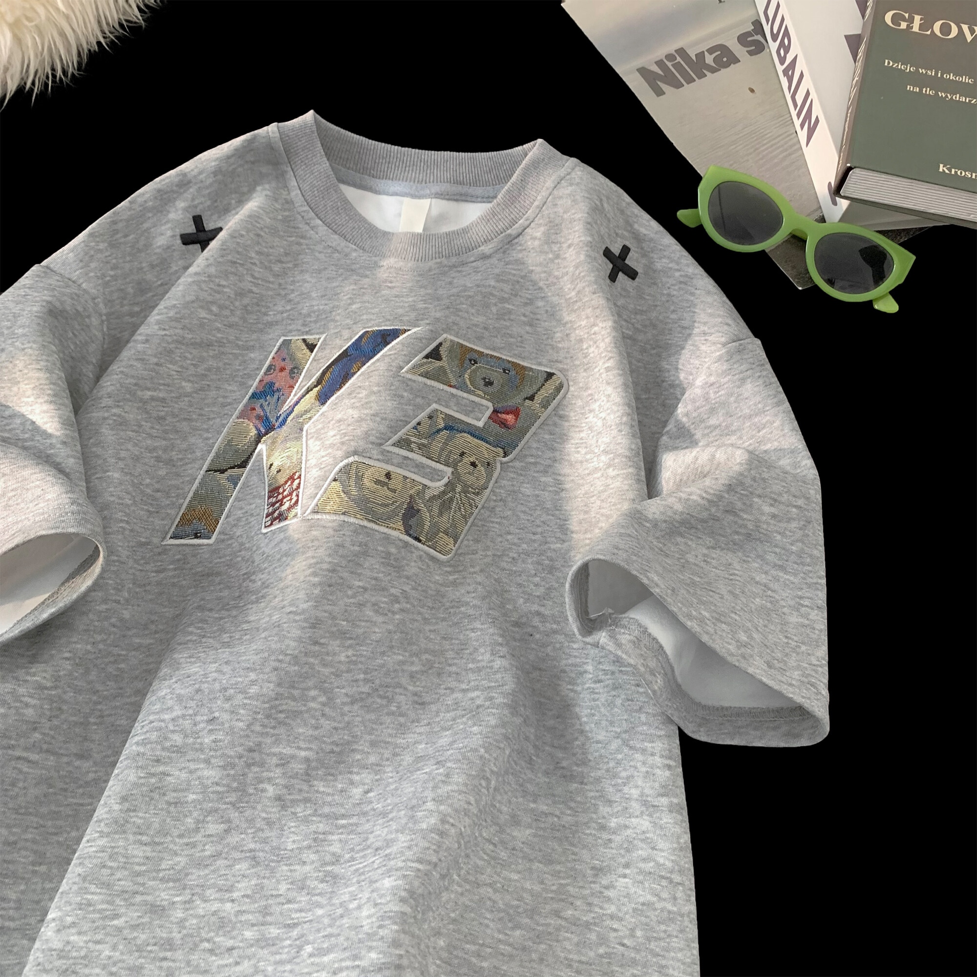 @MXD 国潮K3重磅美式潮牌字母贴布绣短袖t恤男宽松廓形宽松半袖