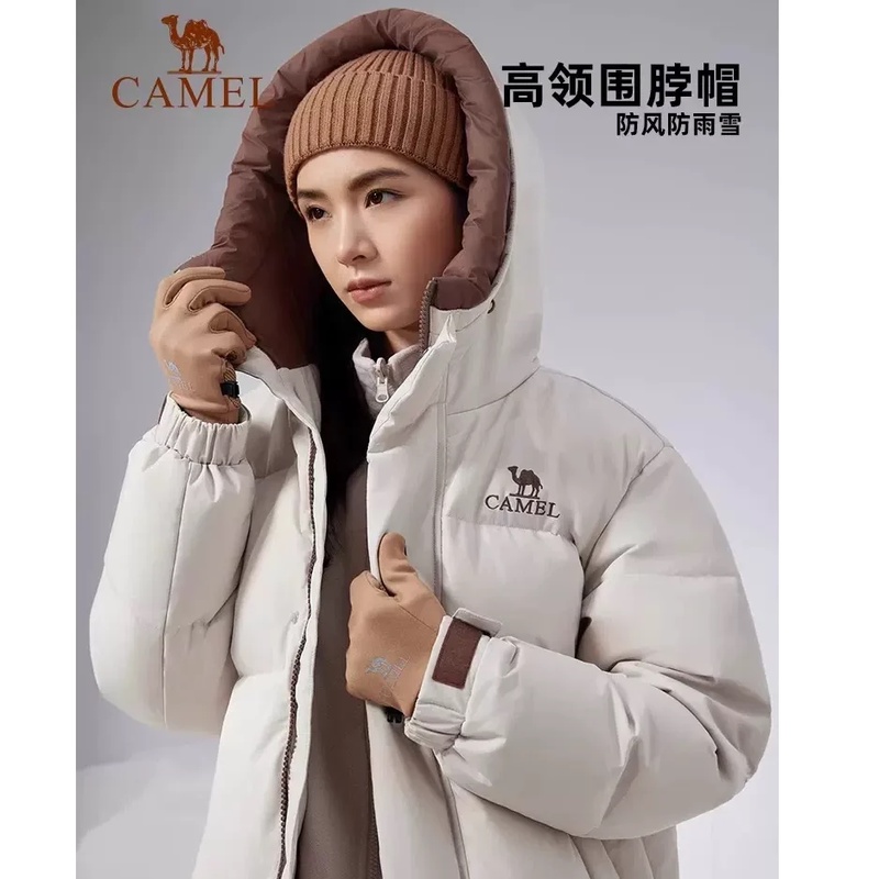 骆驼麒麟户外秋冬防风羽绒服新款保暖时尚情侣中长款加厚外套