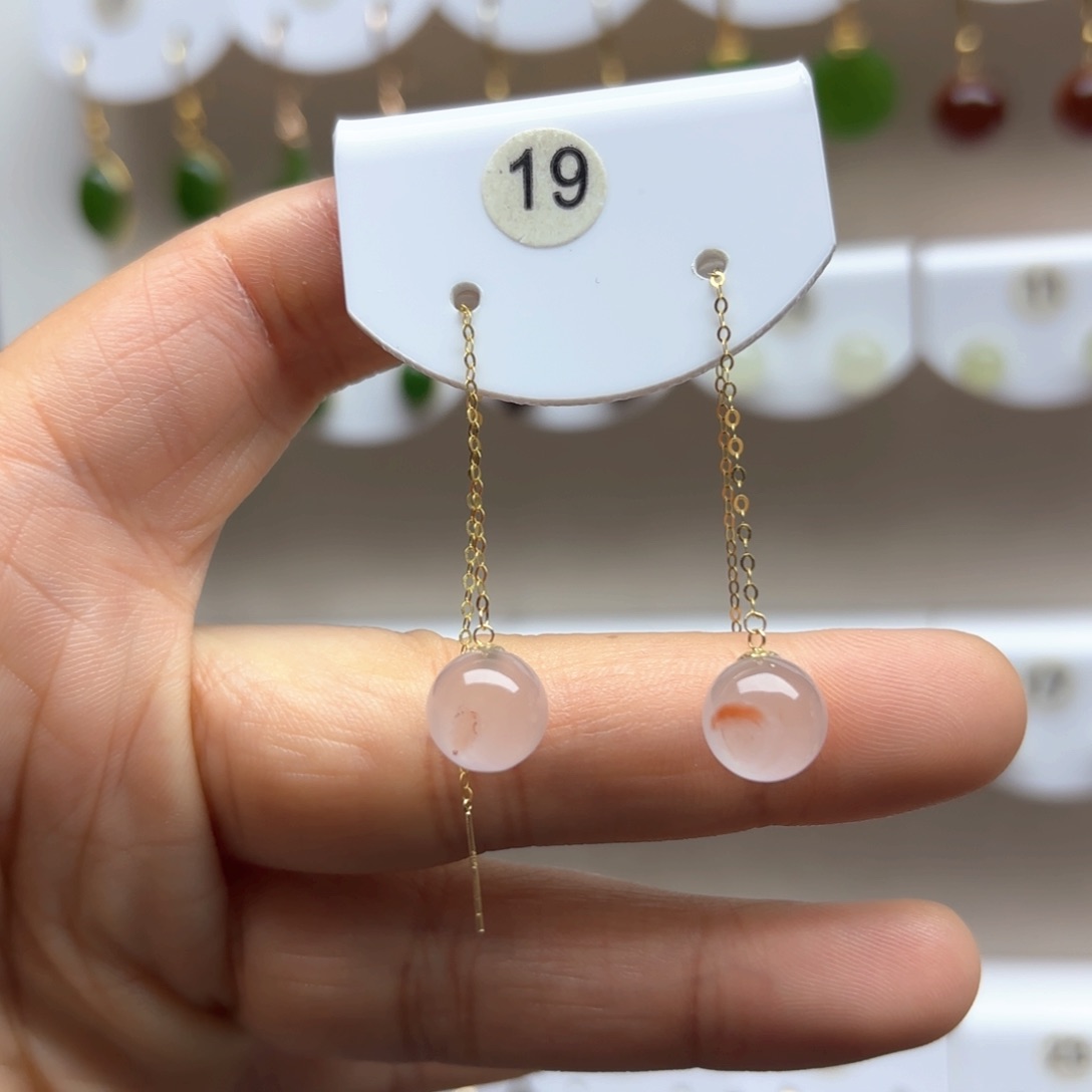 南红玛瑙耳饰18K金镶嵌