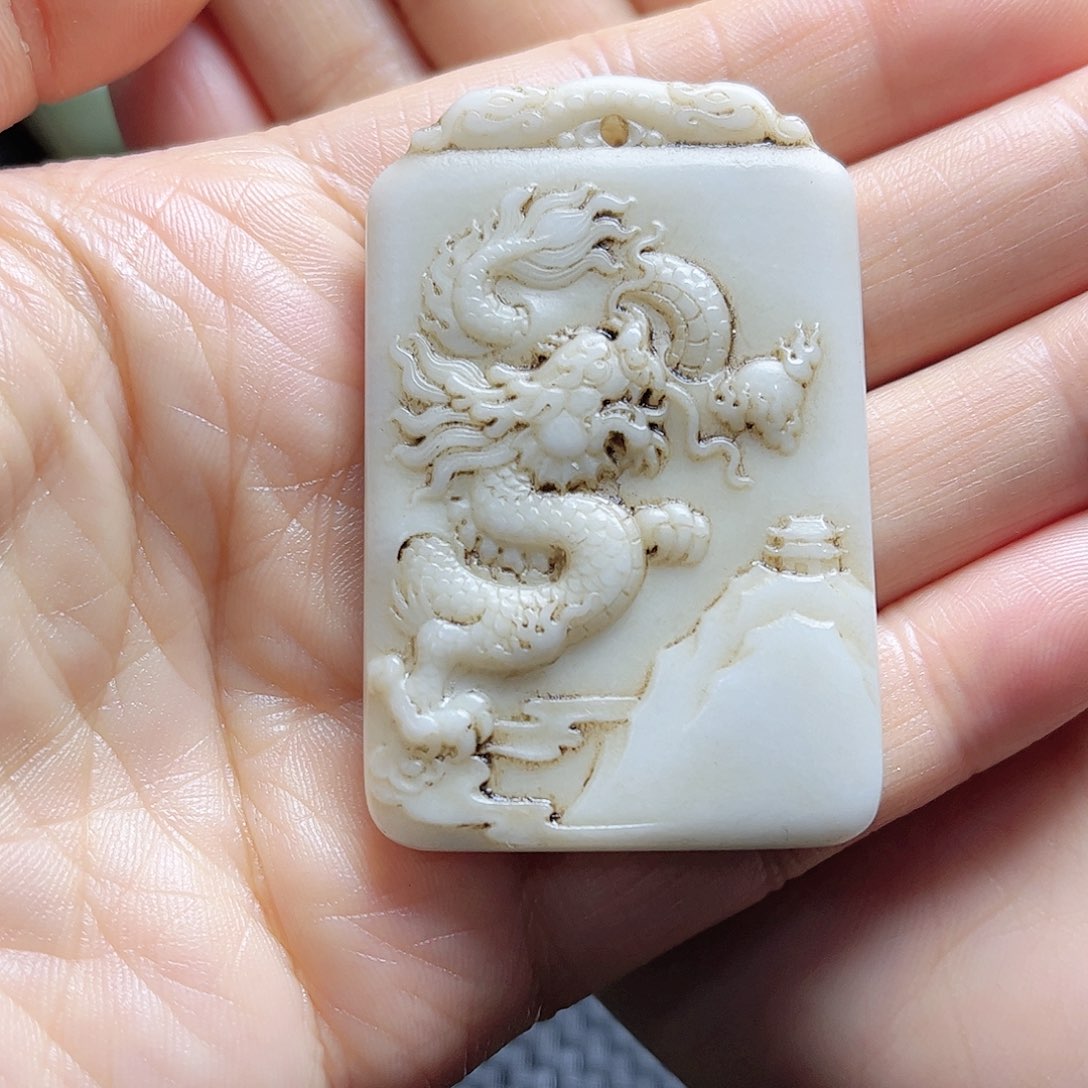 白玉菩提吊坠摆件