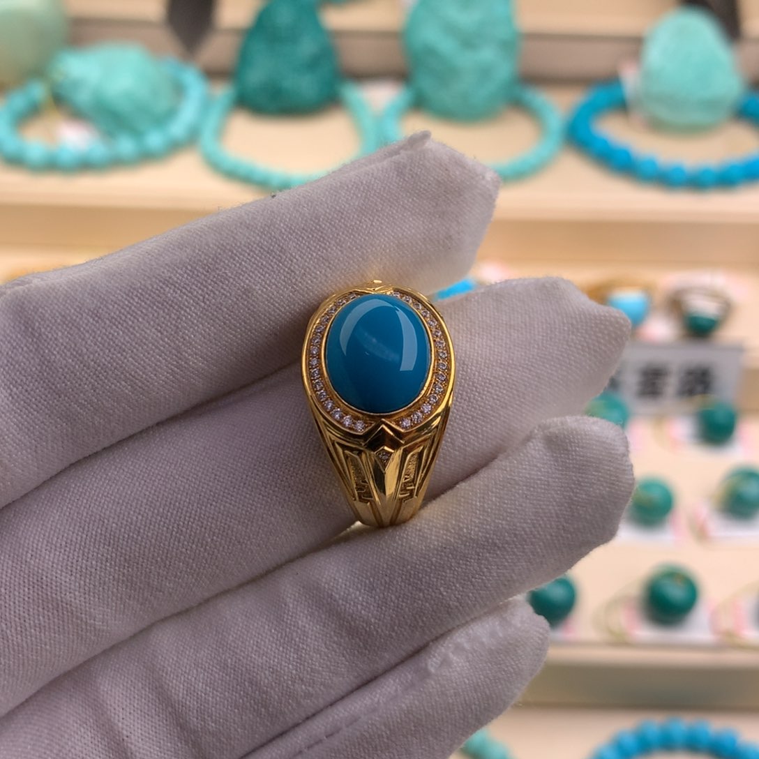 绿松石珠宝奇石18K金镶嵌