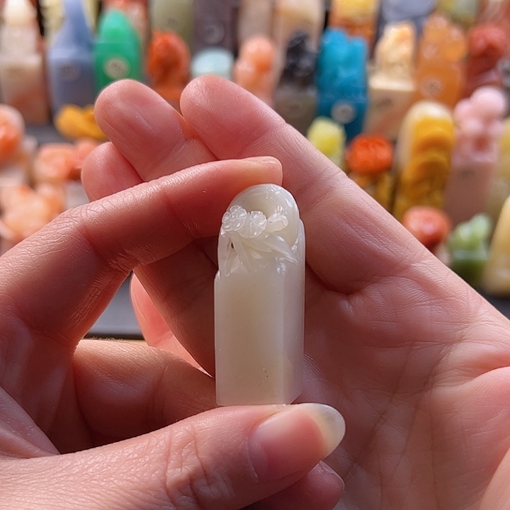 老挝石印石手工定制1.4厘米，梅花，包刻字