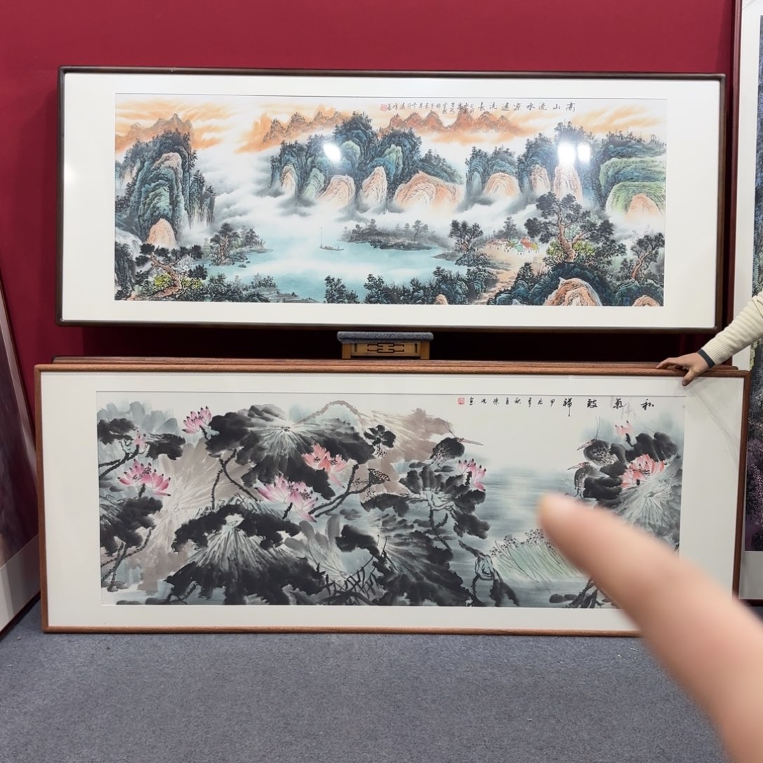 国画带框绘画210/80尺寸荷花