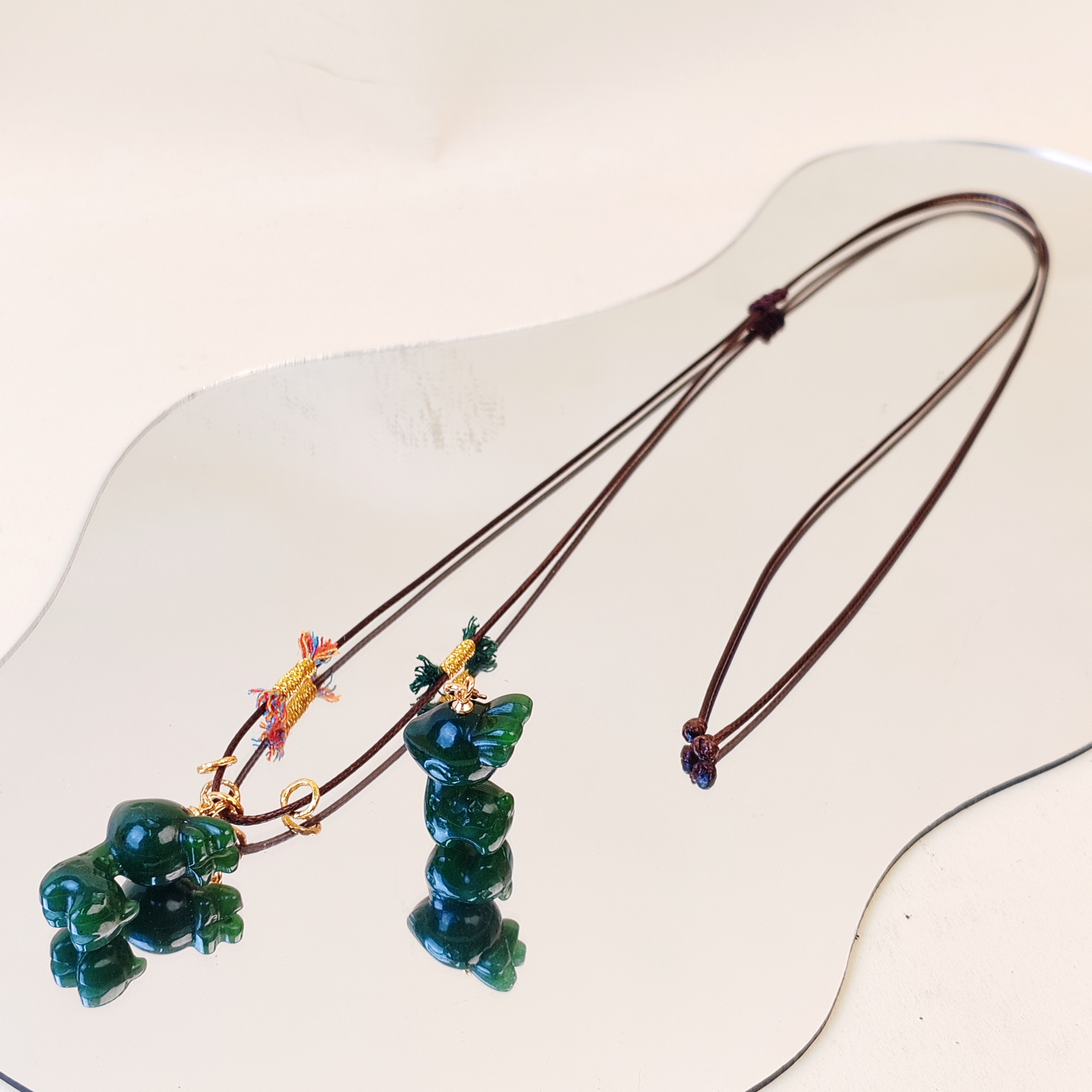 【一鹿有你】和田玉碧玉小鹿手作项链（多样性发其一）