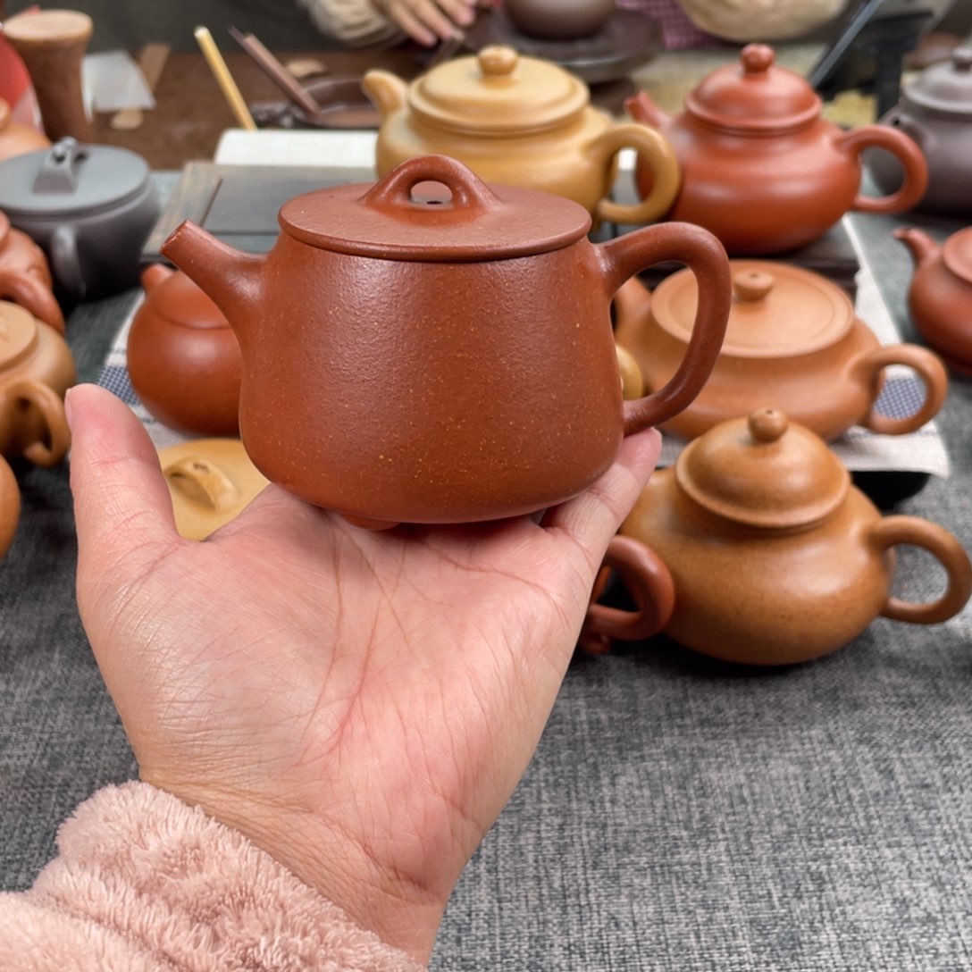 紫砂茶壶红降坡高石瓢全手40目190