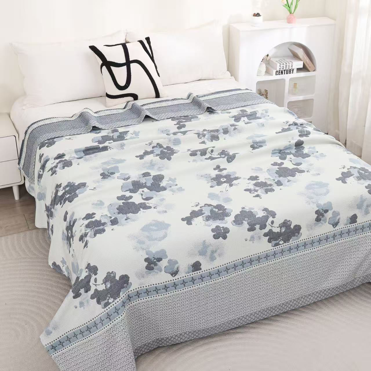 【幸福辣妈专属】高端轻奢罗布麻床盖毯2.3*2.5米（送同款枕巾一对）