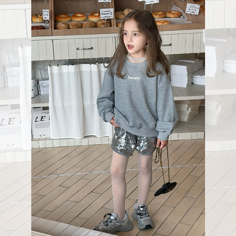 SKA2508女童洋气原创时尚宽松卫衣春装新款韩版字母个性上衣潮