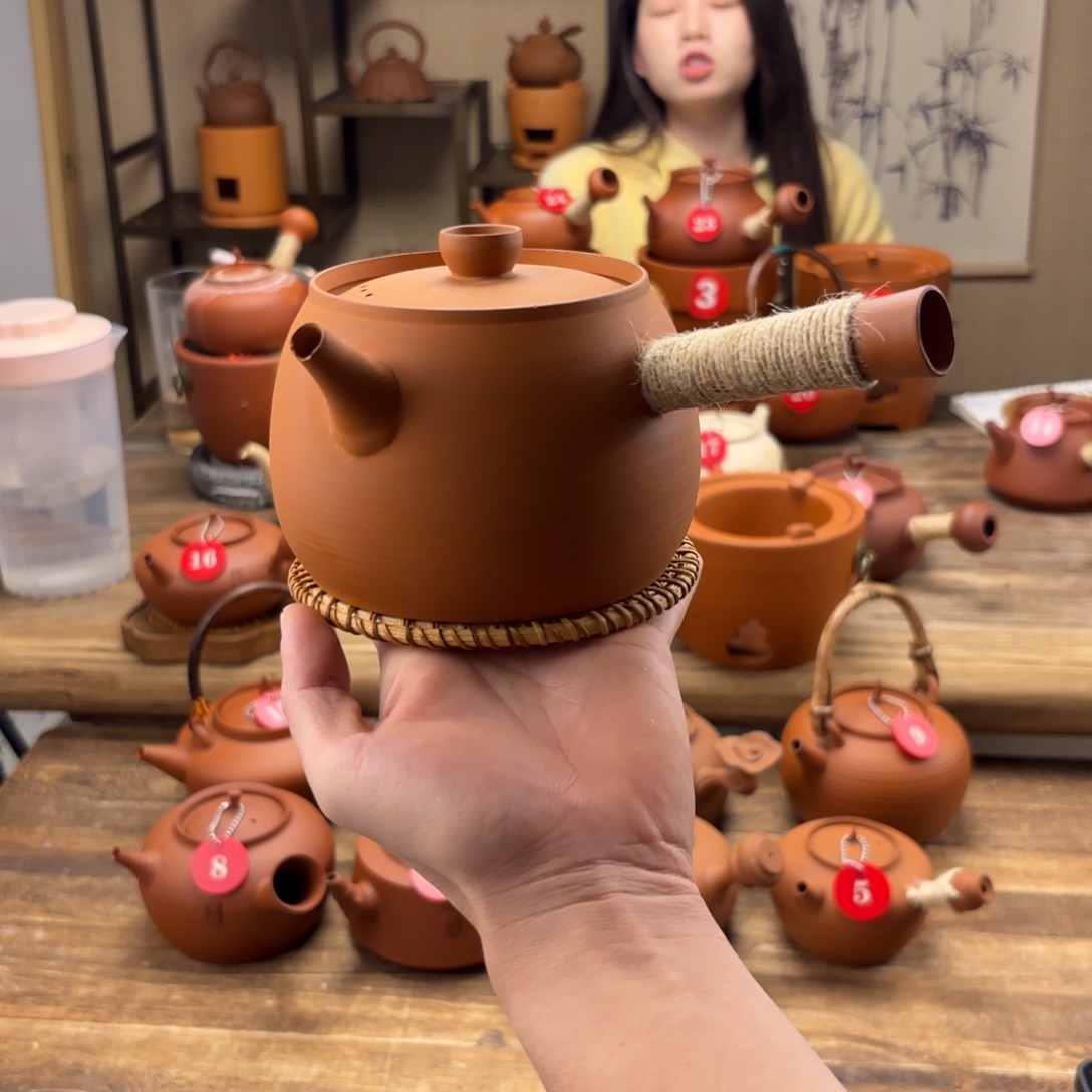 煮水煮茶甘甜 潮州砂铫壶 搭藤垫