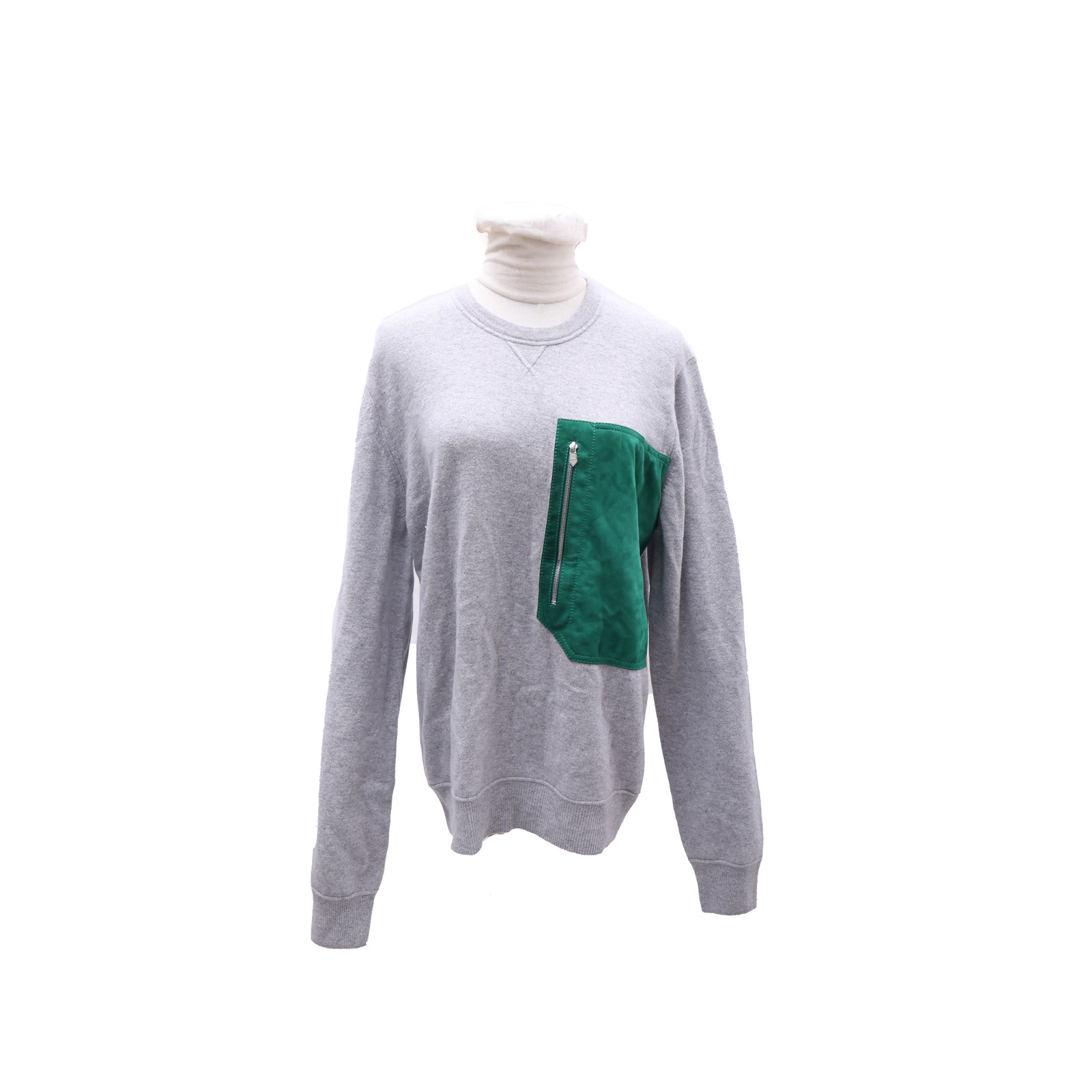 99新 Hermes/爱马仕 小花Jerry活动麂皮 口袋 针织长袖 灰色 M