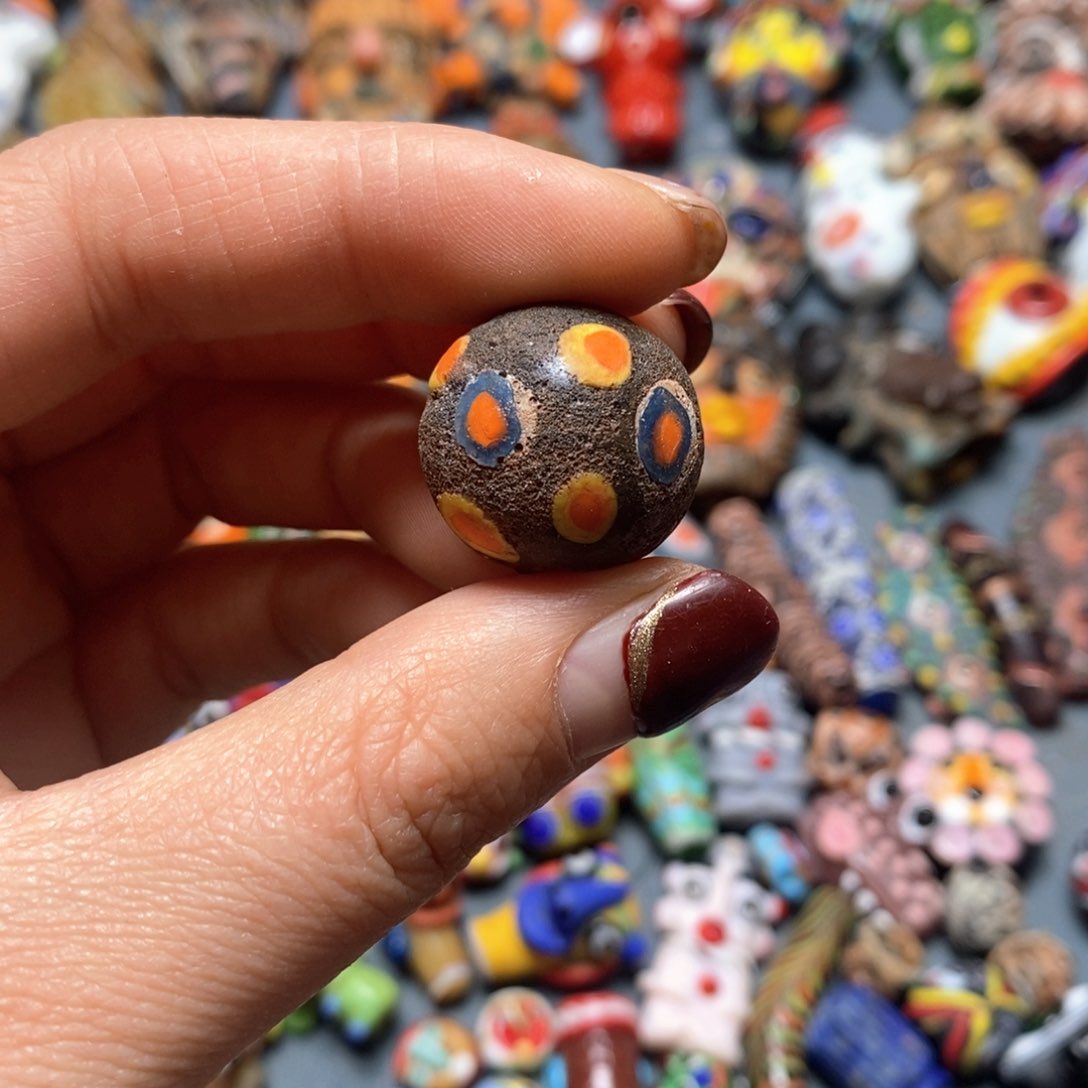 琉璃颈饰印度尼西亚老珠子