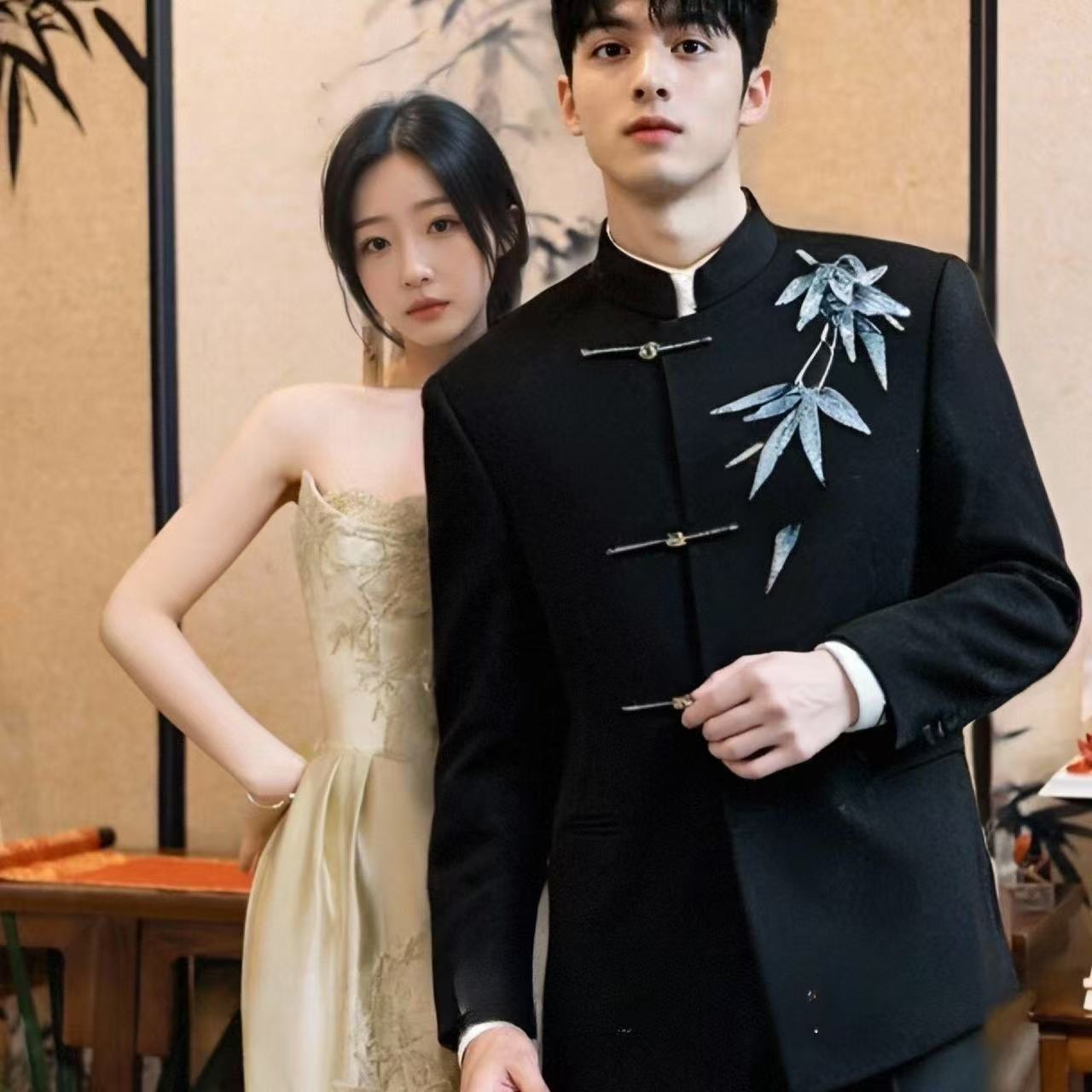 中山装新中式结婚男立领结婚订婚2025新款接亲两件套刺绣唐装婚服