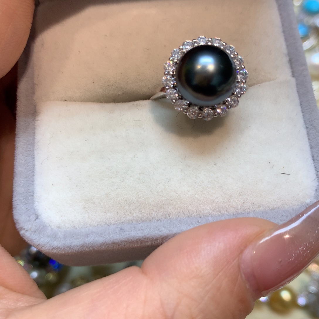 海水珍珠戒指银S925镶嵌