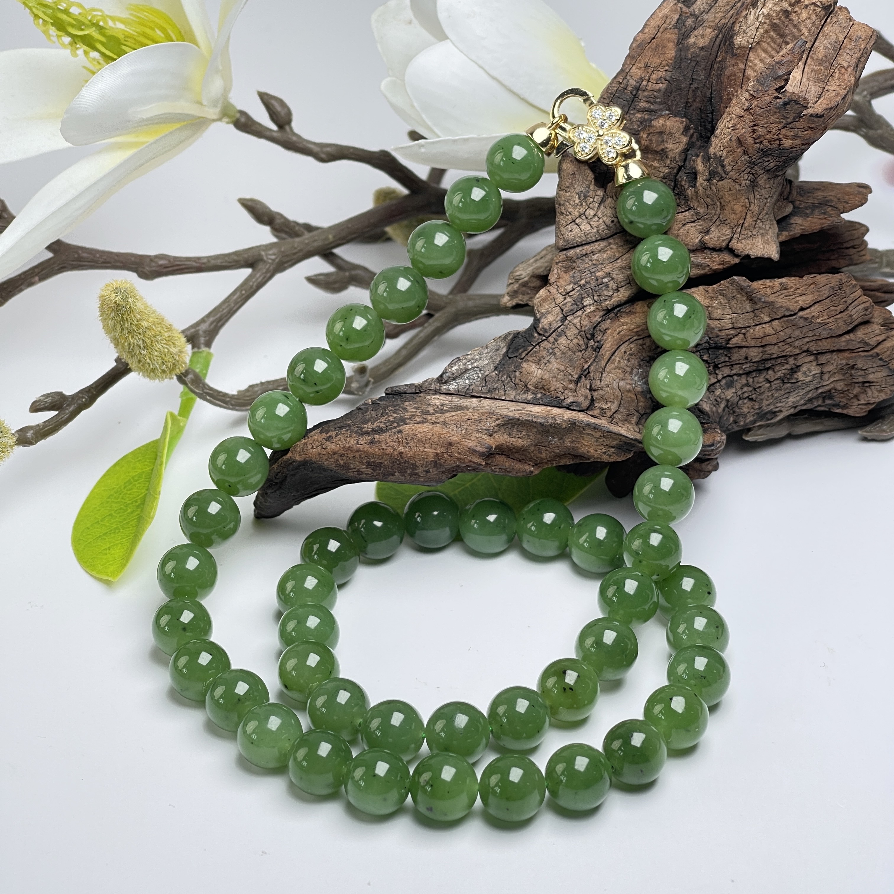 菲菲珠宝好*33990和田玉项链圆珠约10mm