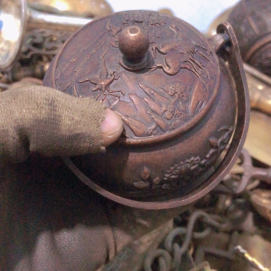 亮***锯闪电购铜摆件工艺品