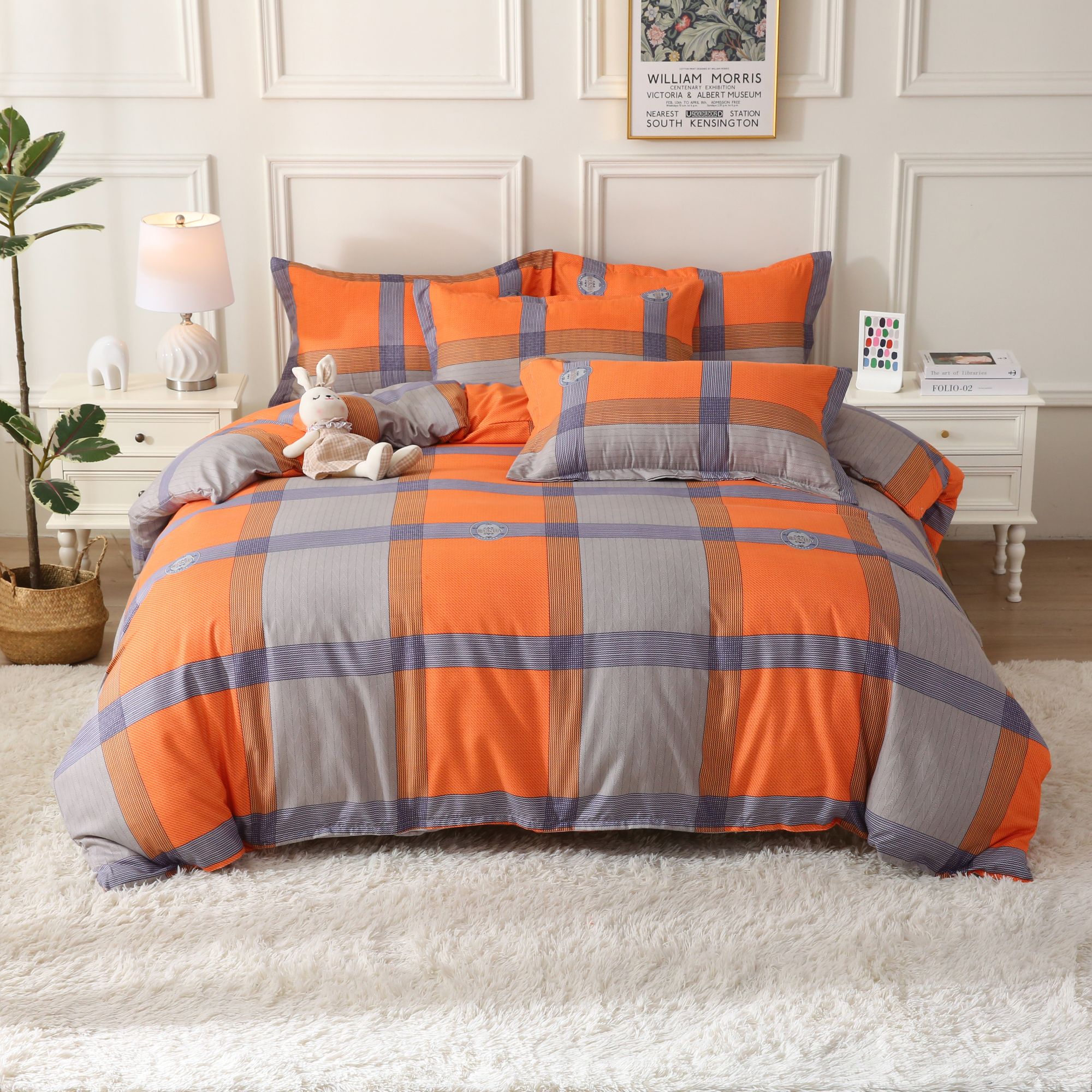 春夏季通用新款80支轻奢简约风高端可机洗三件套【罗马假日三件套】