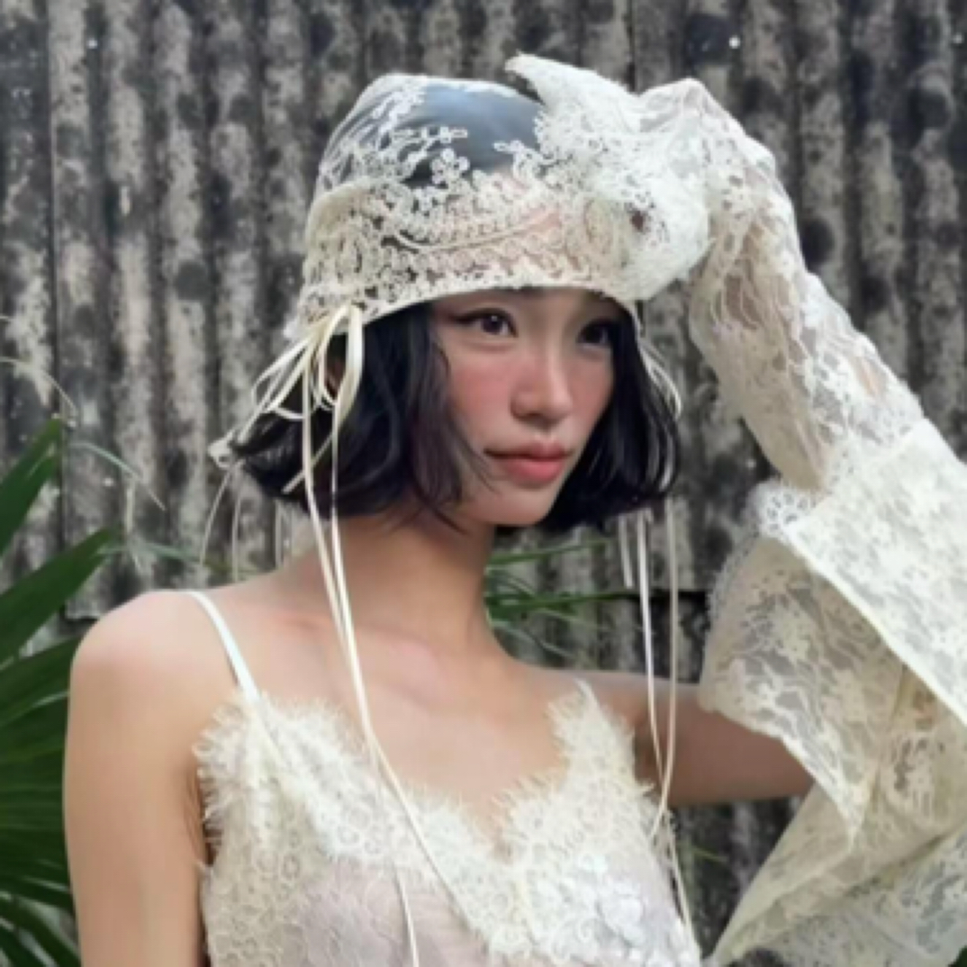 2971头纱手作蕾丝蝴蝶结包头头纱新娘结婚复古法式婚纱礼服配饰