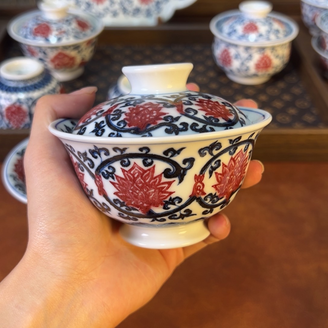 盖碗景德镇茶器百宝箱手绘陶瓷