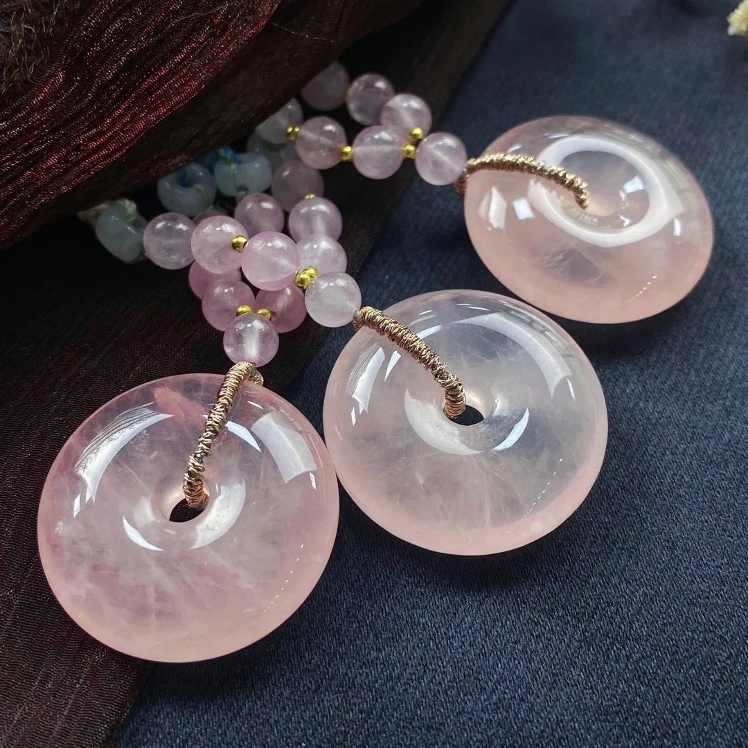 【书记甄选】原创粉水晶平安扣吊坠 多样式发一件 AT2107