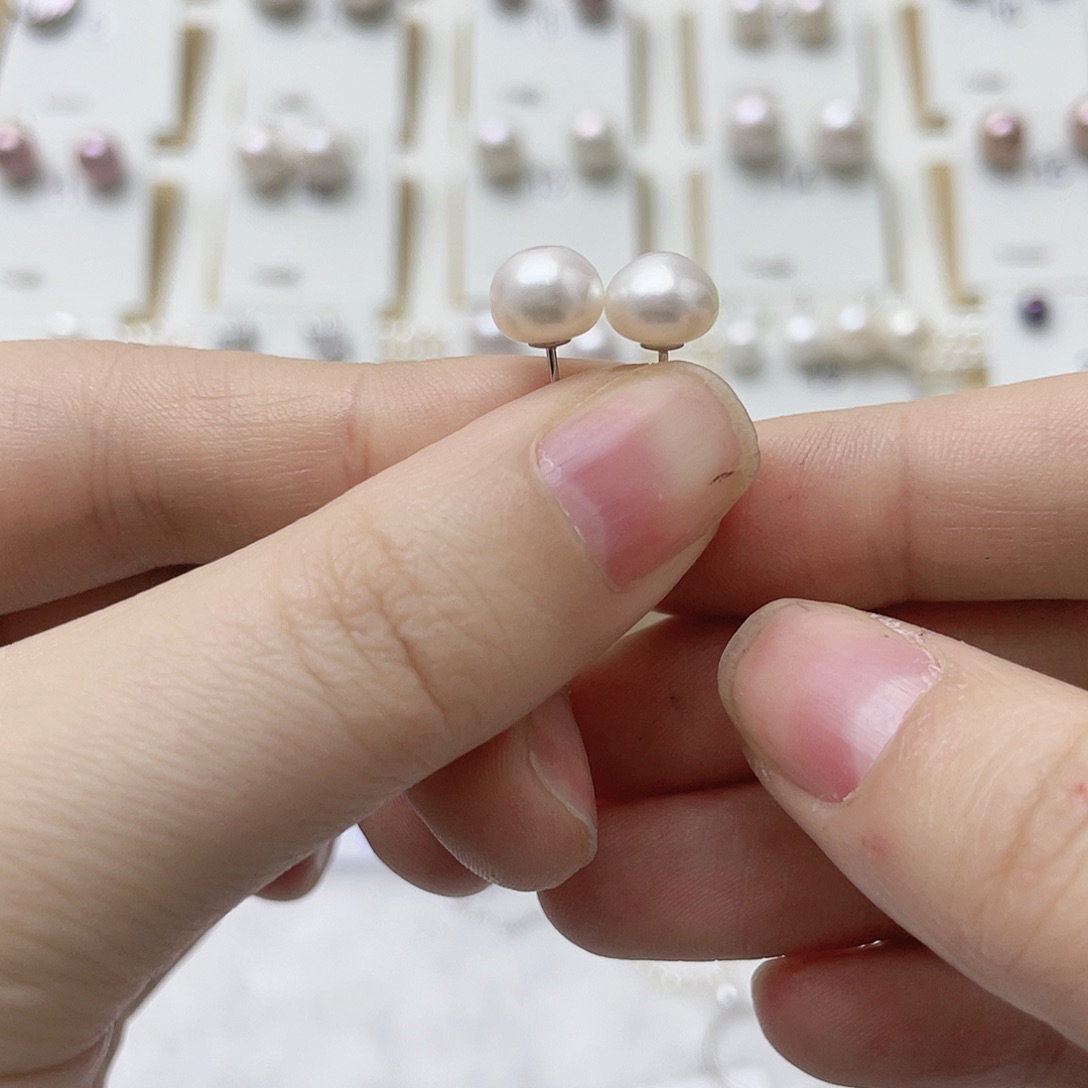 多***米淡水珍珠银S925镶嵌耳饰