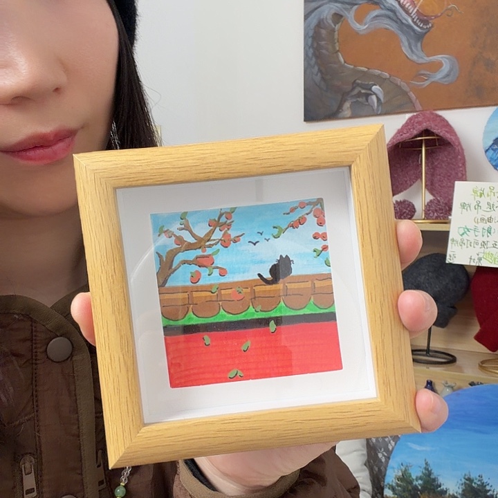 主包手绘丙烯笔小画带相框