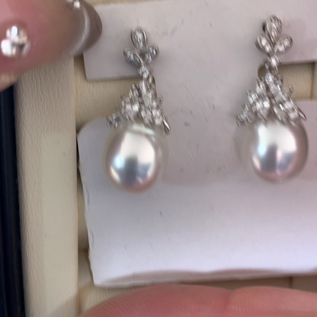 海水珍珠耳饰银S925镶嵌
