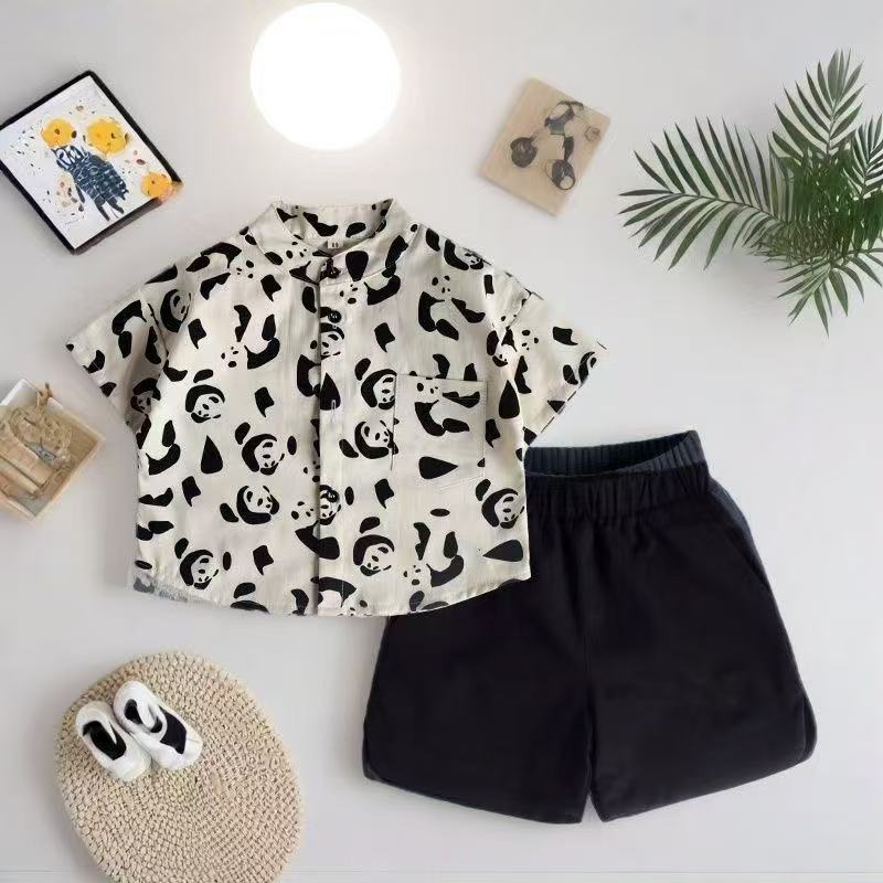 夏装套装2025新款帅气儿童装夏季短袖洋气男宝宝夏天时髦衣服