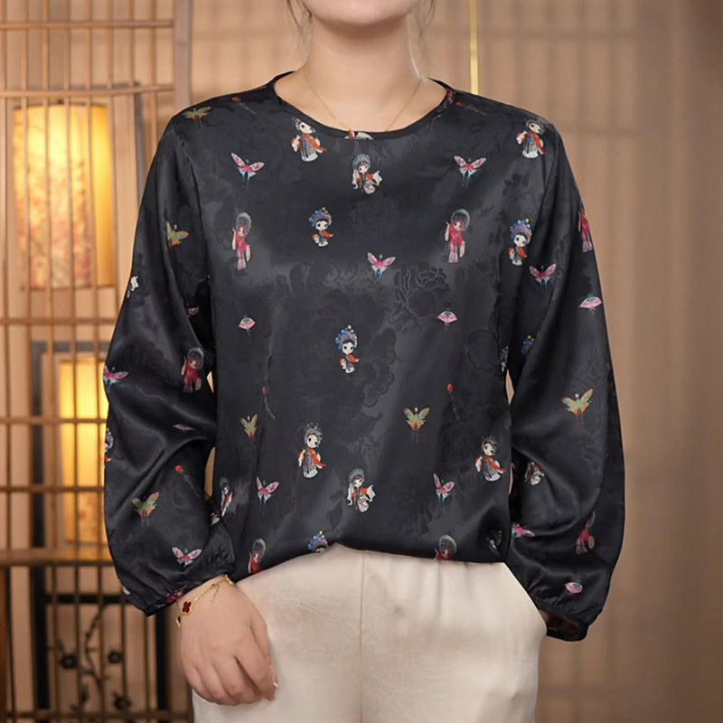 【183京剧花旦】2025年新款圆领常规款气质百搭衬衫