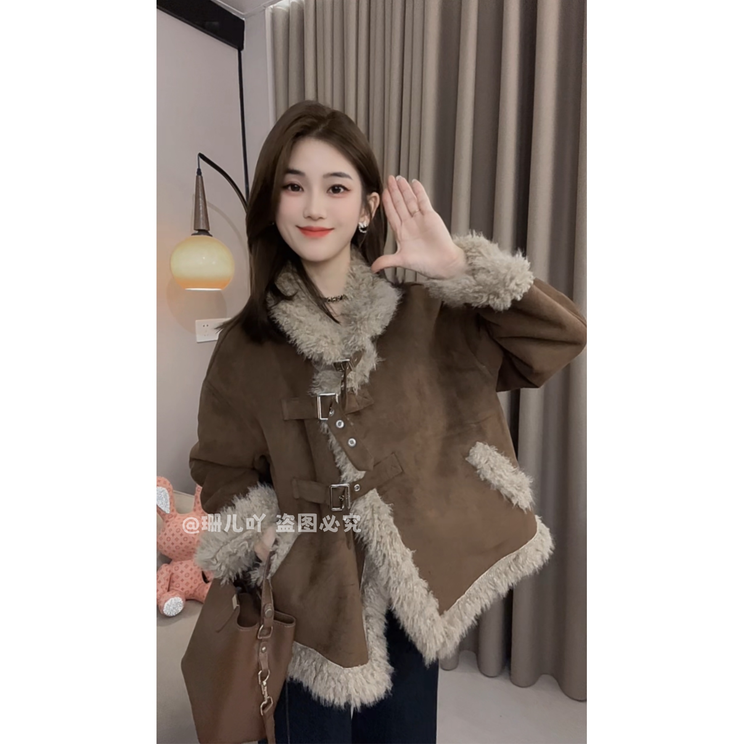 氛围感气质毛绒一体外套女2025冬季新款慵懒风休闲时尚保暖上衣