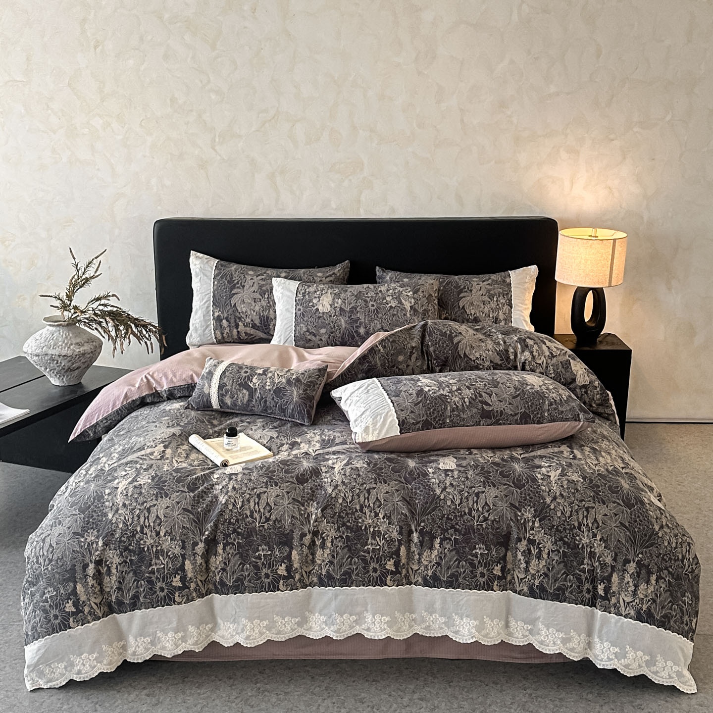 【秋冬加厚磨毛】A类花边磨毛双层纱四件套学生三件套保暖亲肤被套