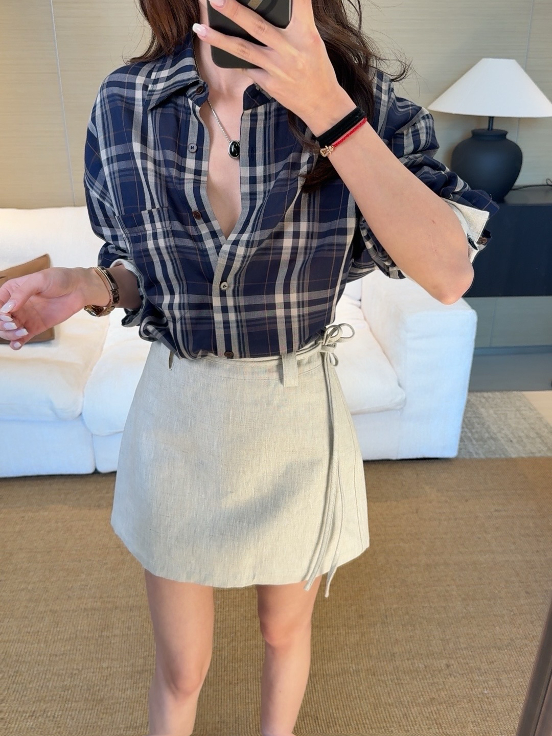 【亚麻天丝A字短裙】QZ1753