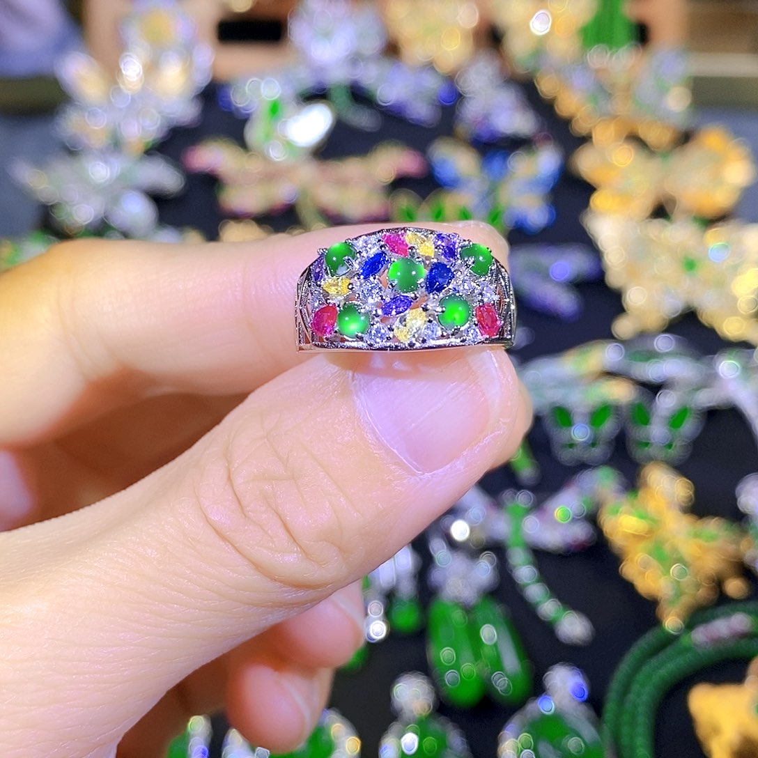 吊坠(不含链)银S925镶嵌翡翠