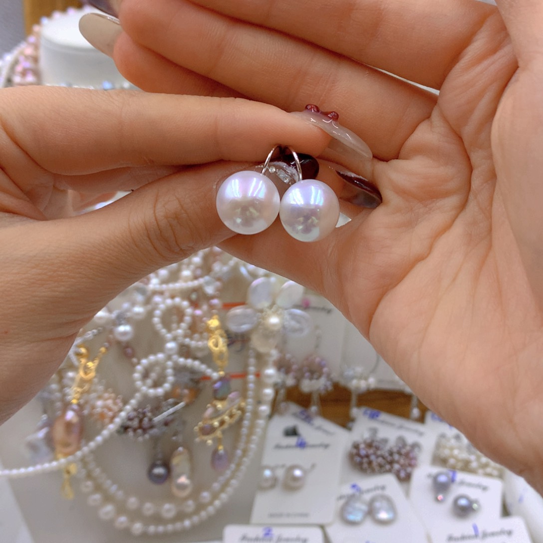 淡水珍珠耳饰银S925镶嵌