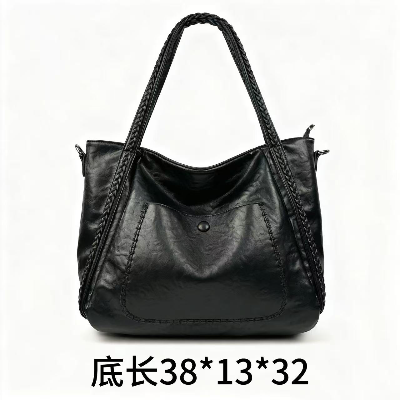 【辫子包黑】2025新款斜挎包头层牛皮单肩包大容量托特女包FG100
