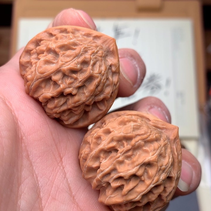 桃核把件文玩核桃34+玉华宫