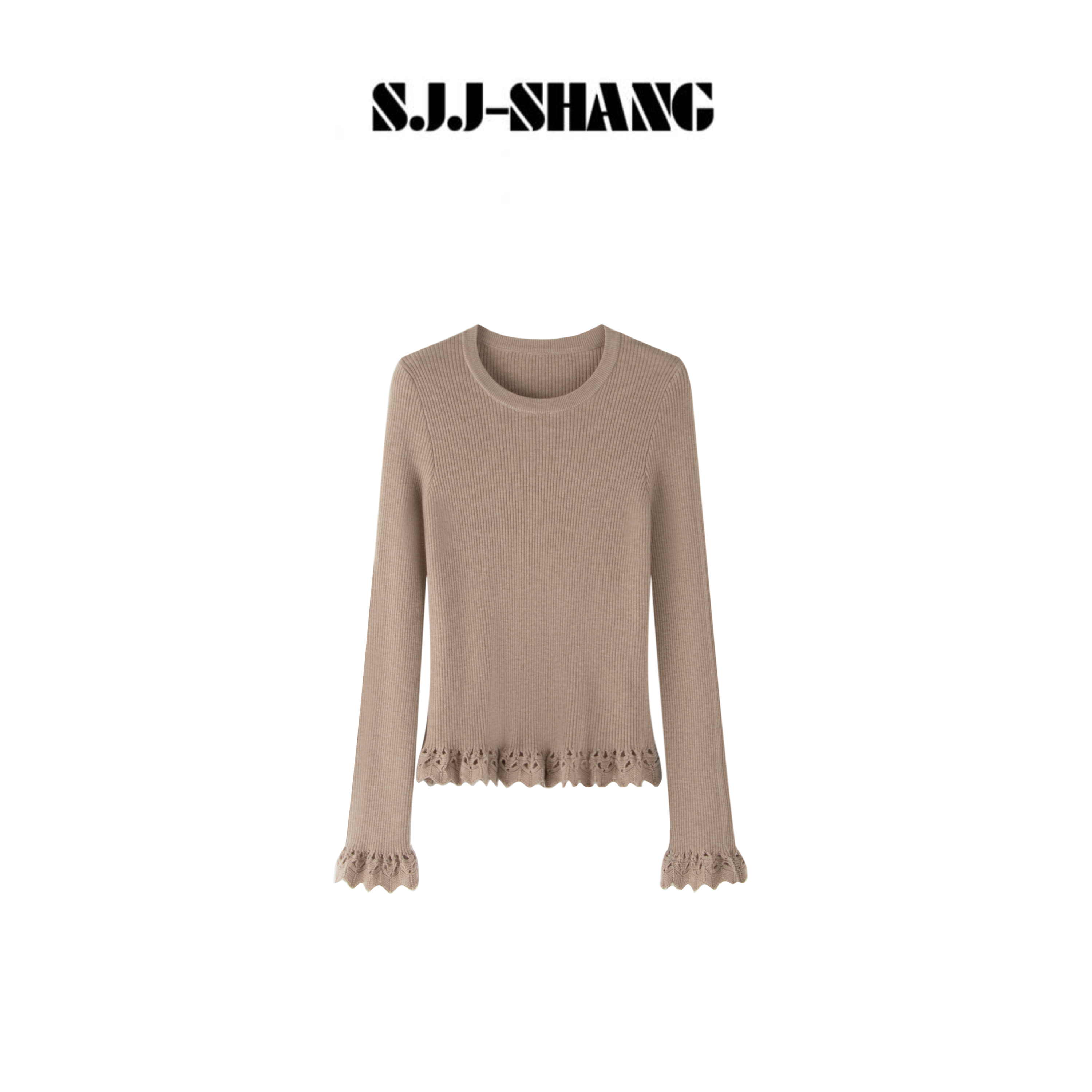 SJJ-SHANG【温系巧思】极细羊毛木耳边45支16针织打底衫q135899p