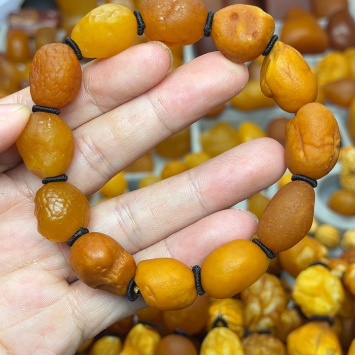 琥珀未镶嵌裸石天然蜜蜡手串