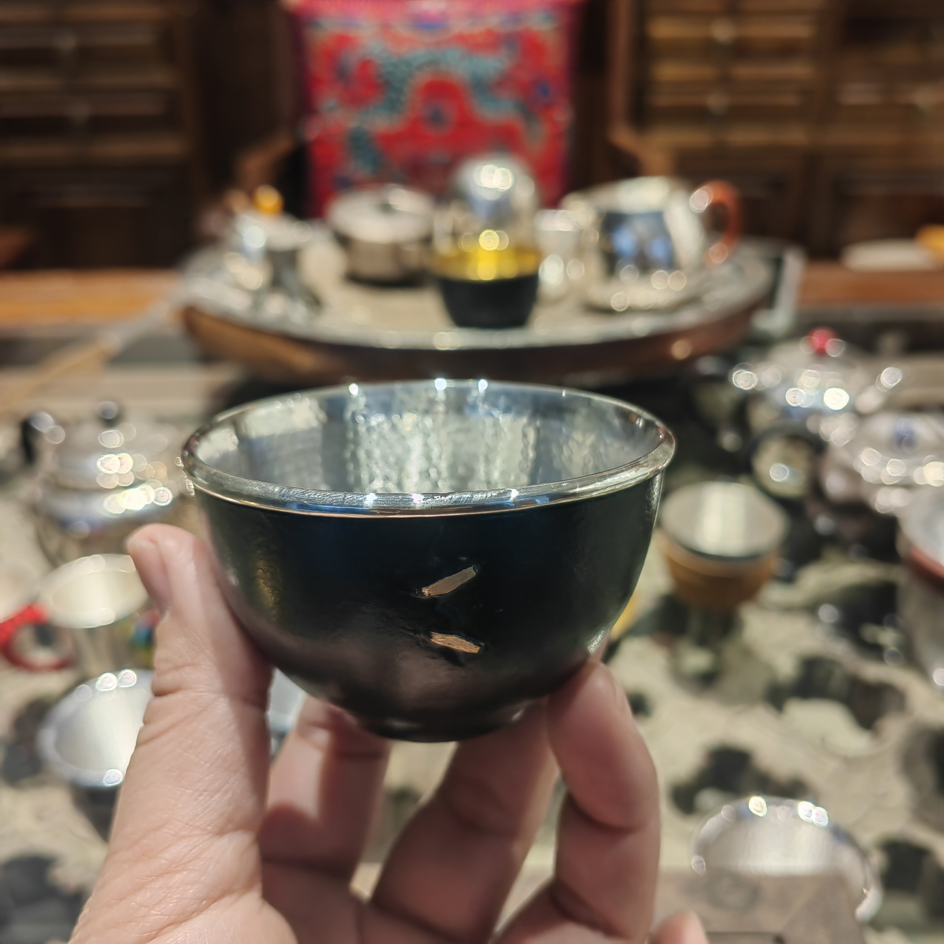 鹤庆手工铁包银主人杯