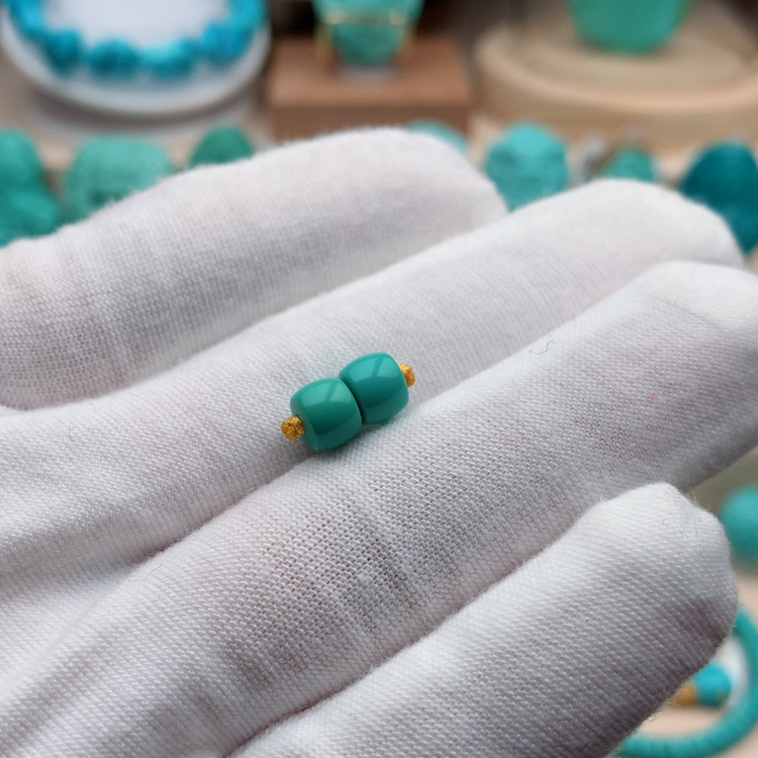 绿松石珠宝奇石未镶嵌6.4mm