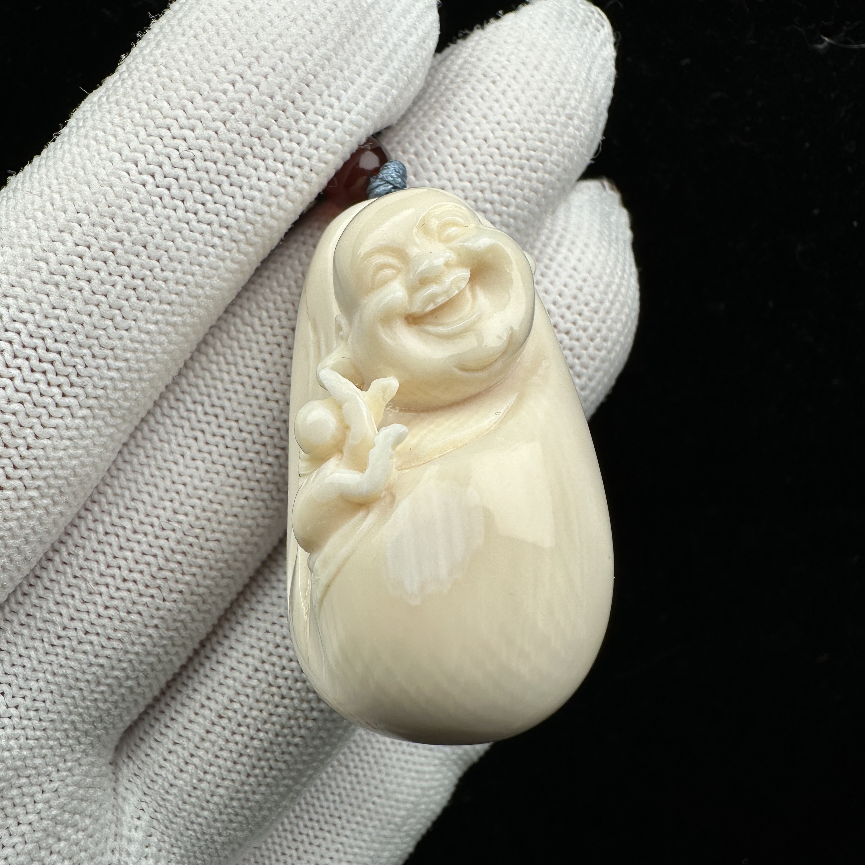 H93-55天然猛犸牙 雕刻弥勒20*40*25mm支持复检 假一罚十