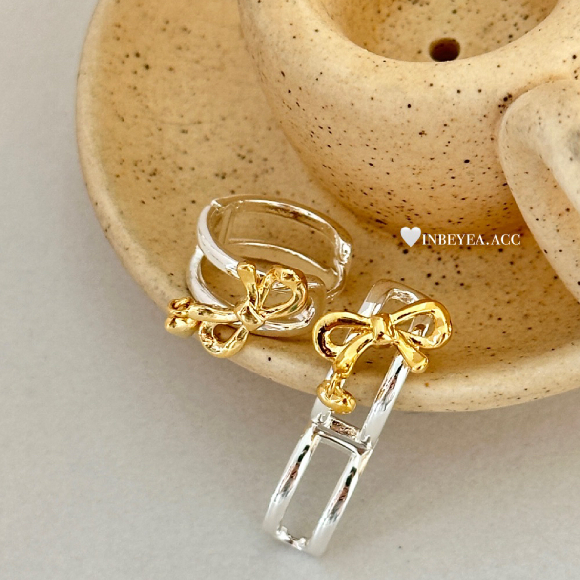 铜合金耳饰 蝴蝶结耳扣 银色29526