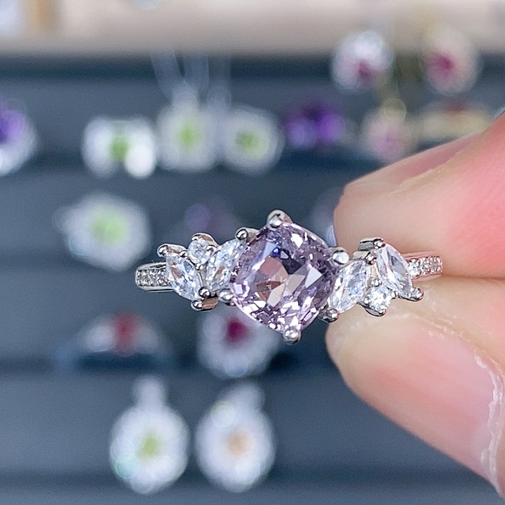 尖晶石戒指银S925镶嵌