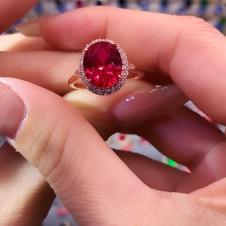 红宝石戒指银S925镶嵌