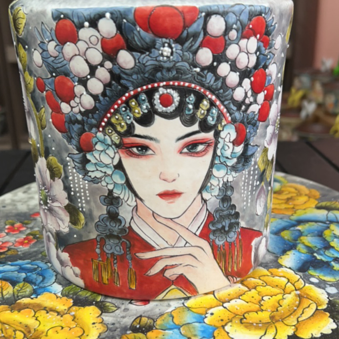 精品手绘陶瓷花盆口13-15